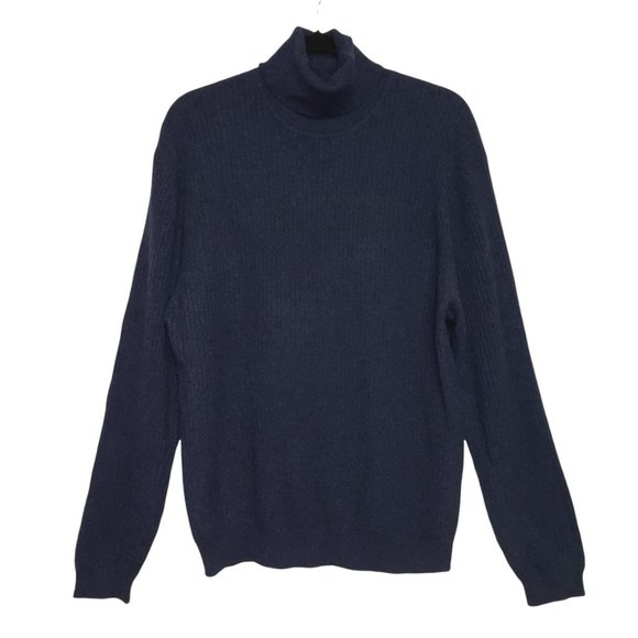 Mark Shale Other - Mark Shale Navy Ribbed Cashmere Turtleneck Sweater